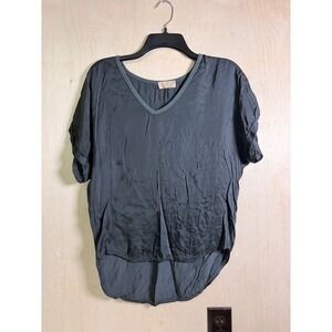 Sofia‎ Blouse Women One Size Grey Good Made in Italy Silk Blend V-Neck Top